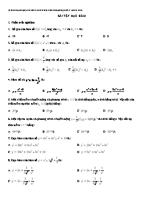 Bài tập đạo hàm chuẩn